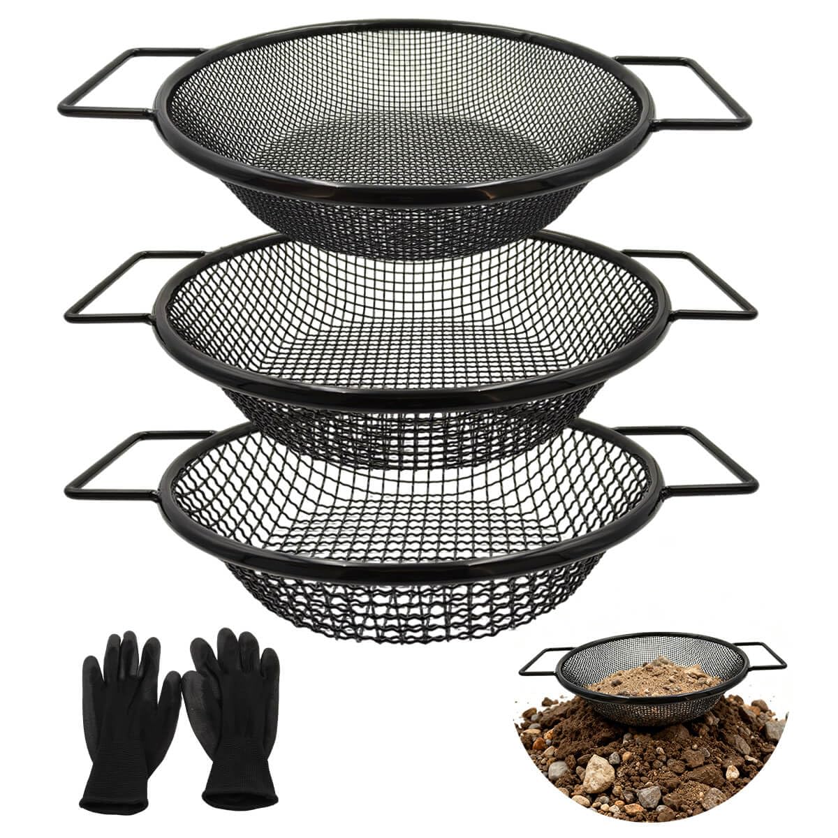 AireKouzia front view of bucket sifter showing full unit and capacity benefit
