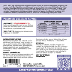 Airmax close-up of a PondClear packet highlighting soluble film and dosage convenience