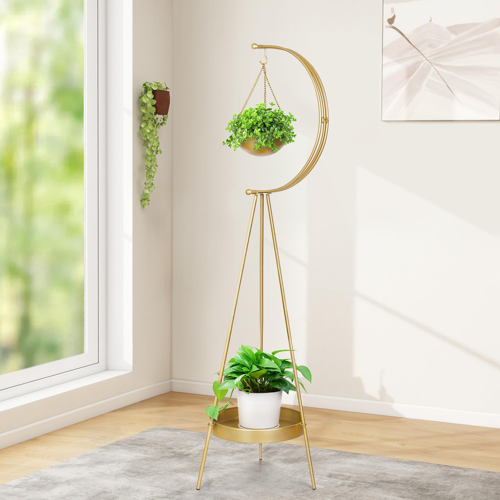 airogy m front view golden plant stand showing elegant display and stability
