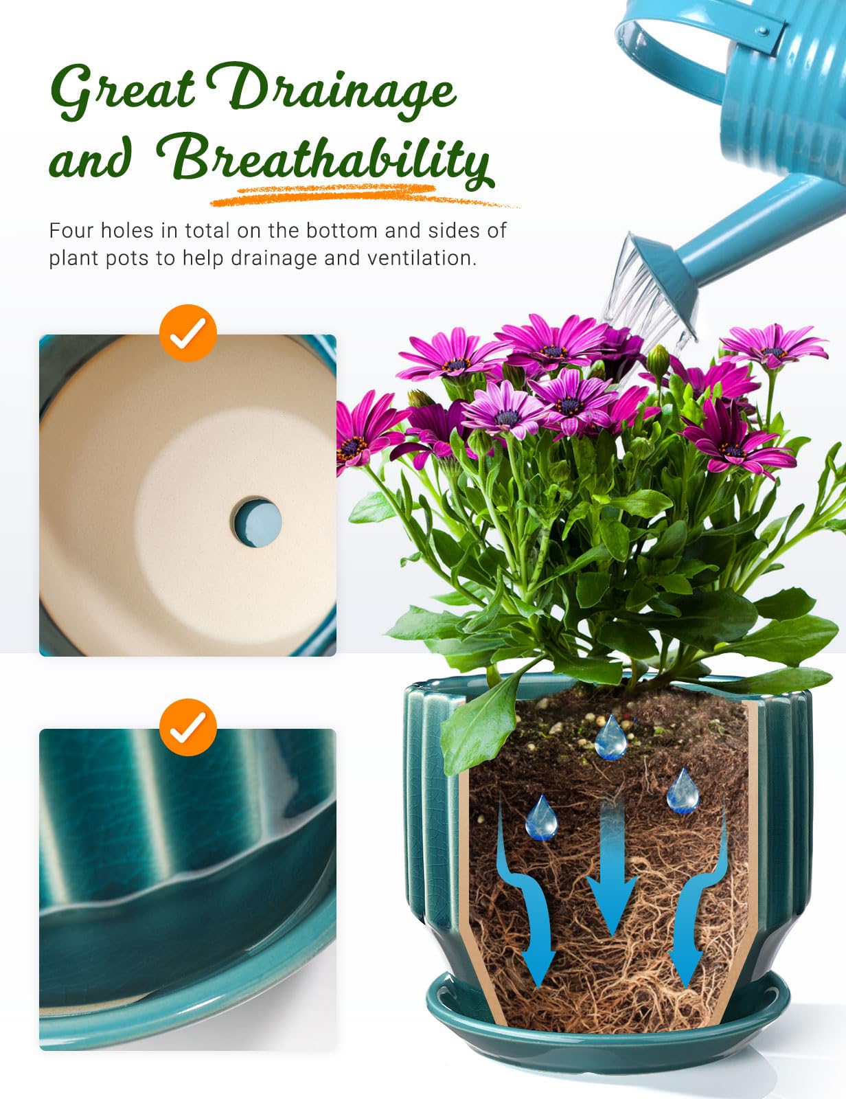 AISBUGUR saucer and drainage net included for tidy watering and soil retention
