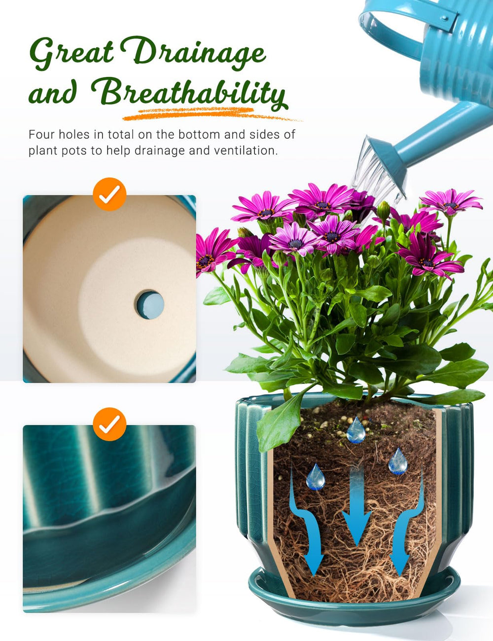 AISBUGUR saucer and drainage net included for tidy watering and soil retention