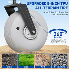 Aisdan close-up of 9" TPU inflatable tire showing smooth sand traction