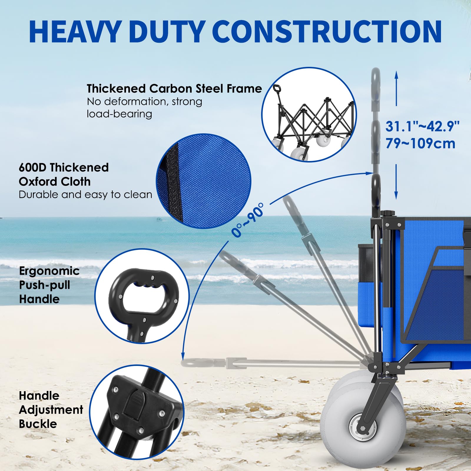 Aisdan telescoping handle detail offering adjustable ergonomic benefit