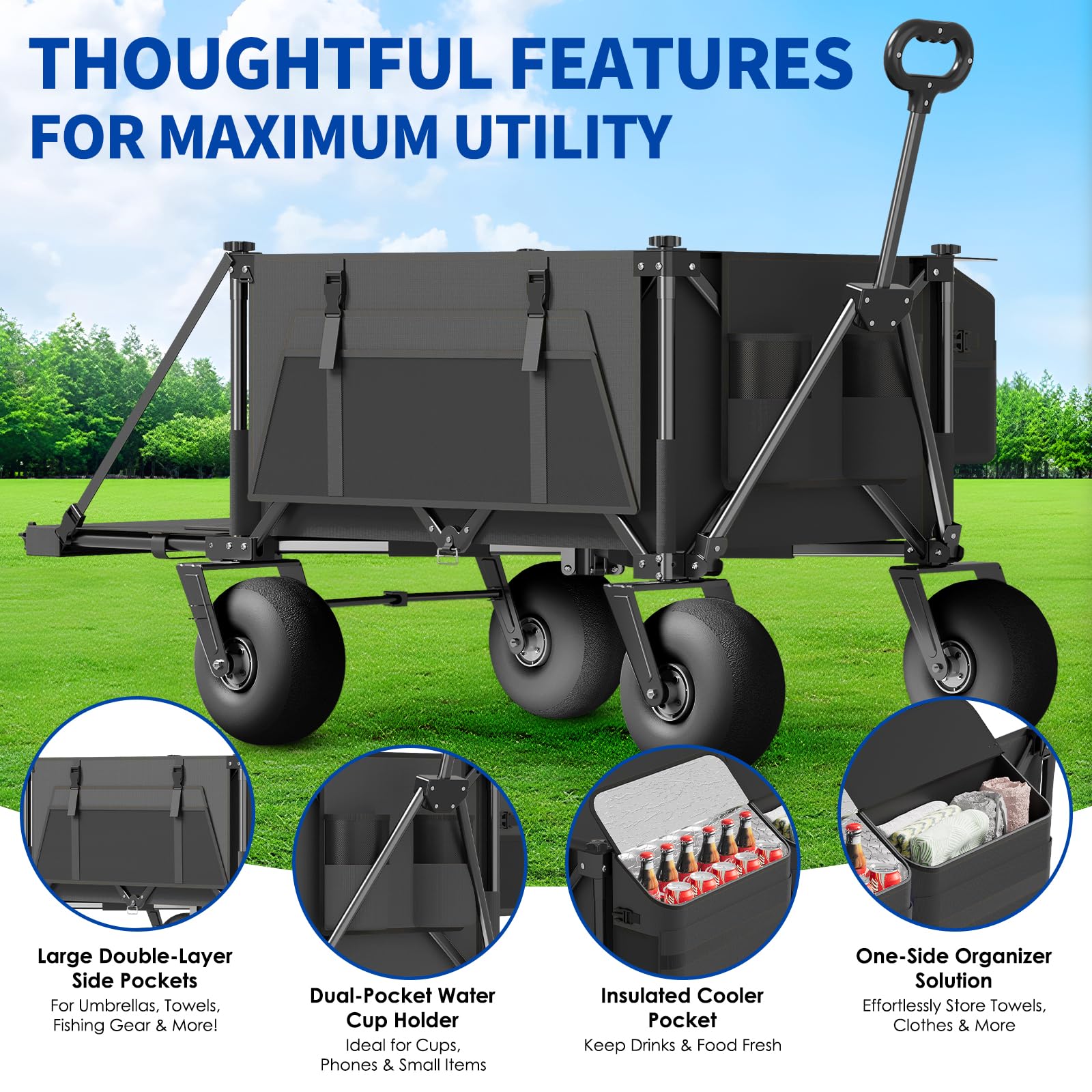 Aisdan close-up of 9-inch TPU tire texture for smooth sand traction