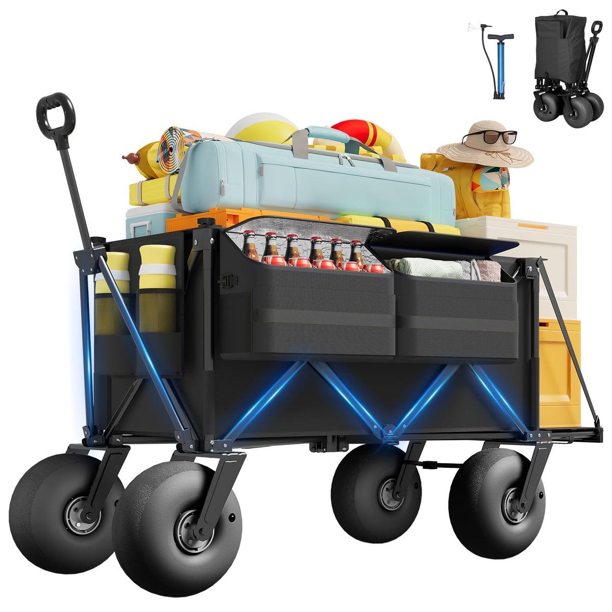 Aisdan front view of open wagon showing roomy cargo area benefit hauling