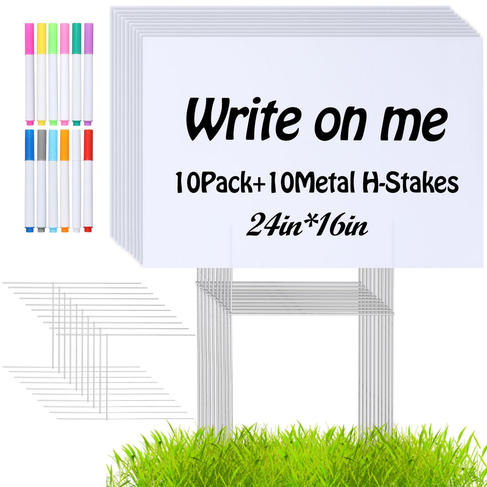AITIKUE front view of 24x16 yard sign pack showing contents and benefits