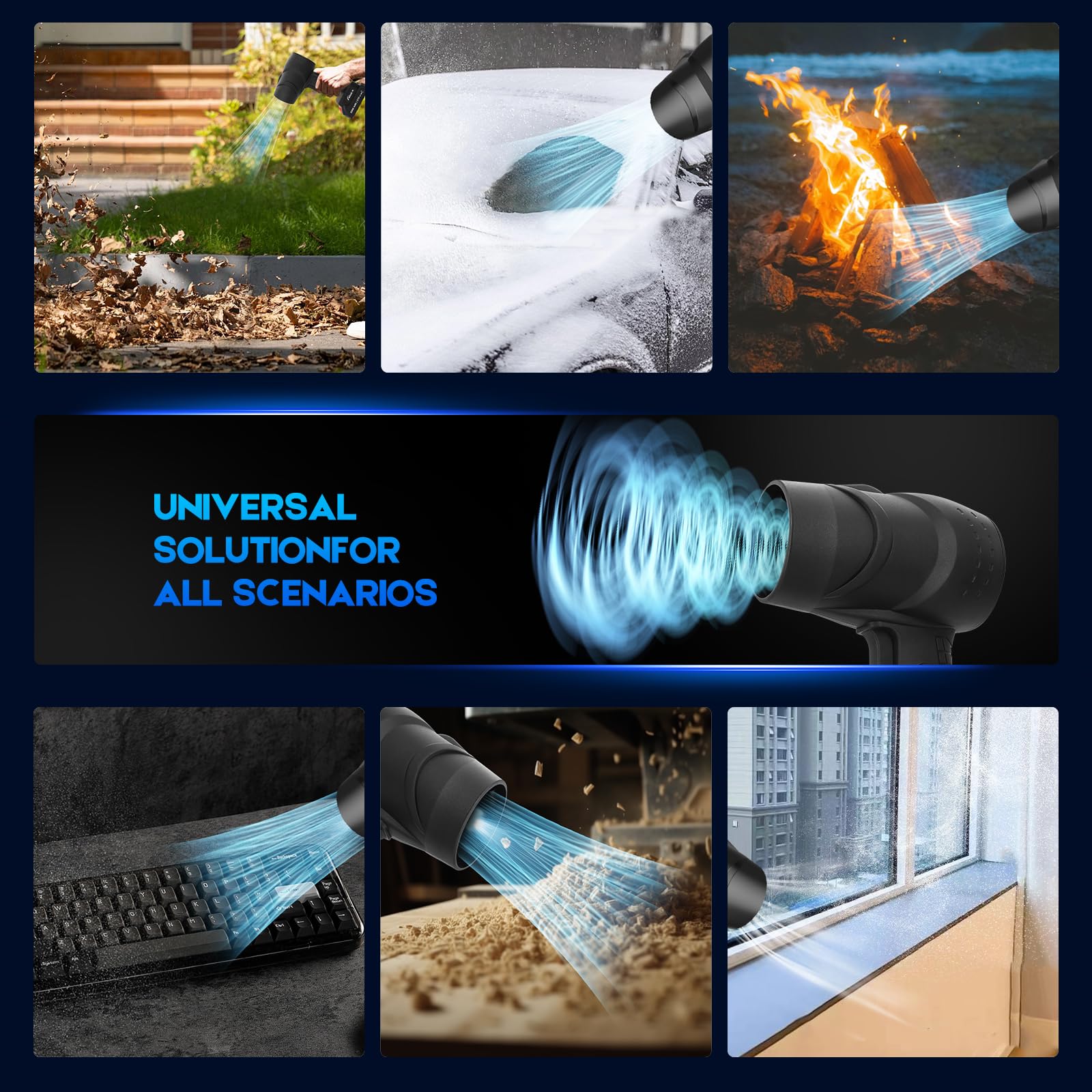 Aiuca blowing leaves from car surface showing safe vehicle cleaning benefit