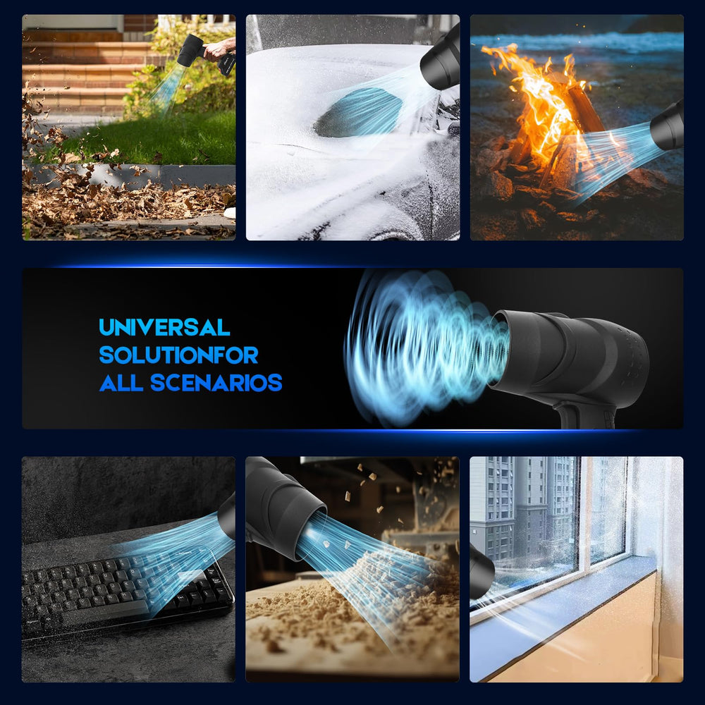 Aiuca blowing leaves from car surface showing safe vehicle cleaning benefit