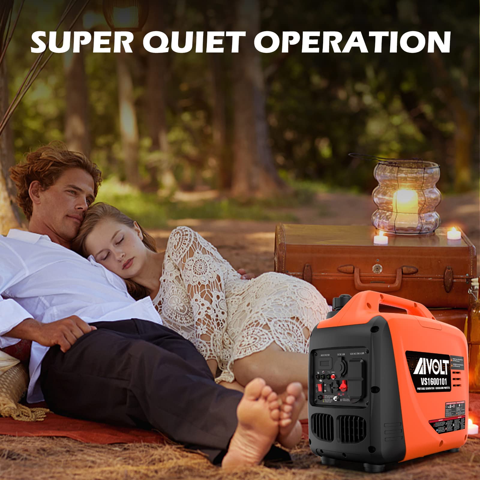 AIVOLT powering a campsite stove and lights showcasing quiet outdoor use