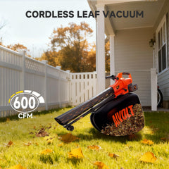 AIVOLT mulcher cutting chamber detail demonstrating efficient leaf shredding