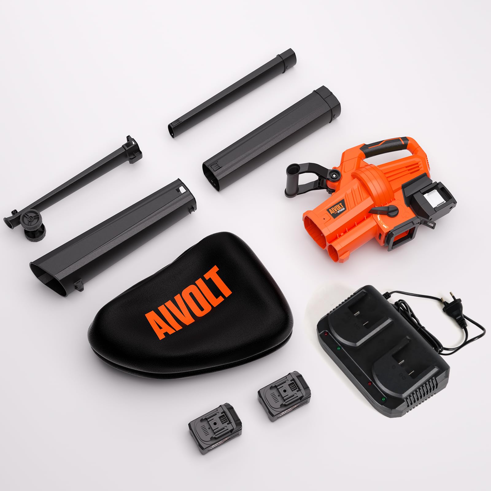 AIVOLT next to a shoe for size comparison and compact storage benefit
