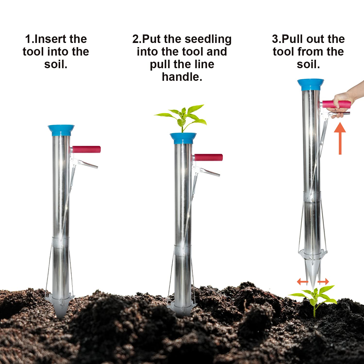 AIWFL planting sleeve closeup showing trigger mechanism for quick seedling release