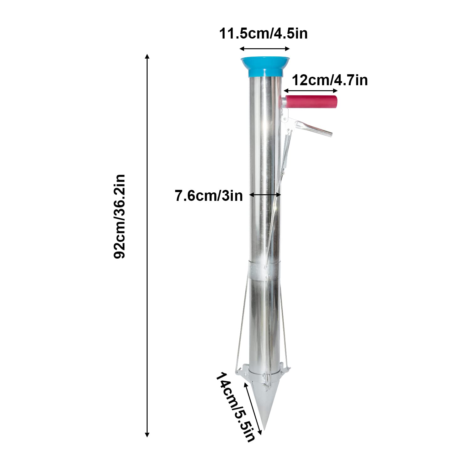 AIWFL handle detail highlighting ergonomic grip and easier planting reach