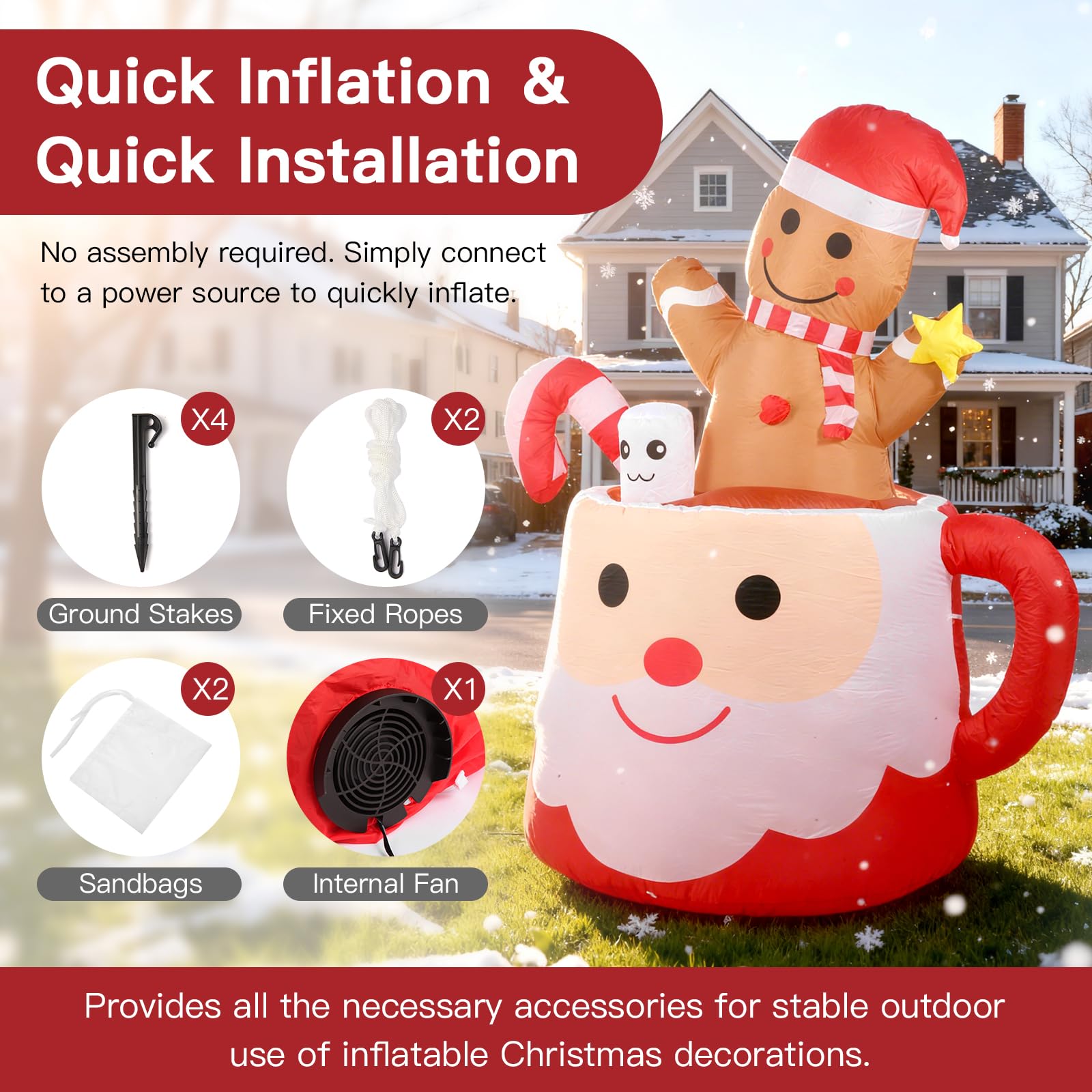 Aixuler inflatable lit at night glowing warmly to enhance yard visibility