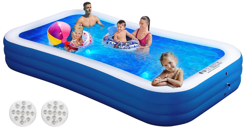 AIYIBEN front view of full-sized inflatable pool showing roomy layout and entry