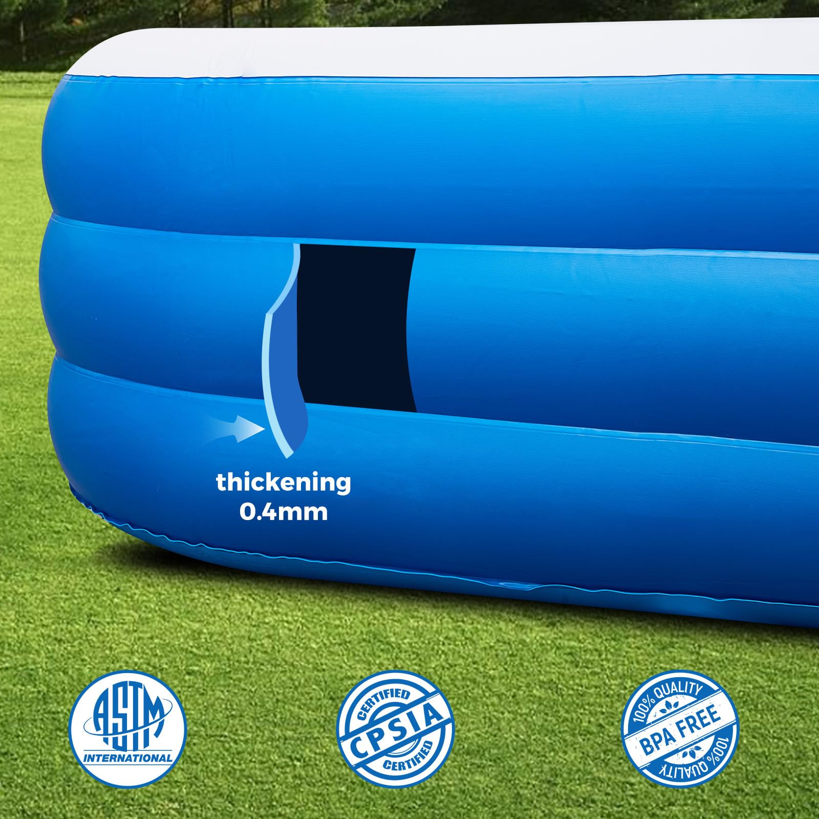AIYIBEN pool set in backyard lifestyle scene showing family-friendly relaxation