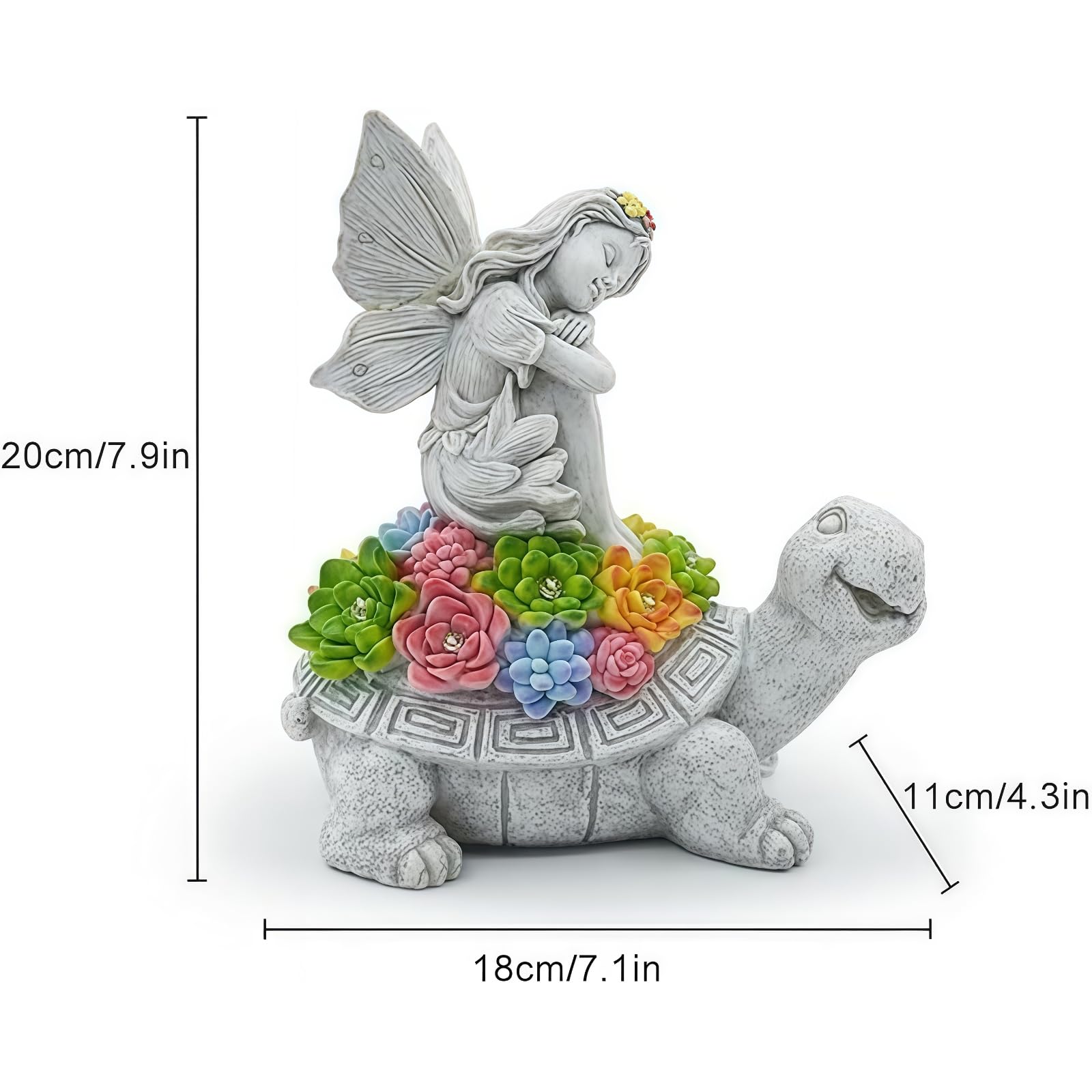 Aiyuolio close-up of angel and turtle textures highlighting durable resin finish