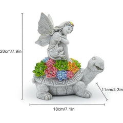 Aiyuolio close-up of angel and turtle textures highlighting durable resin finish