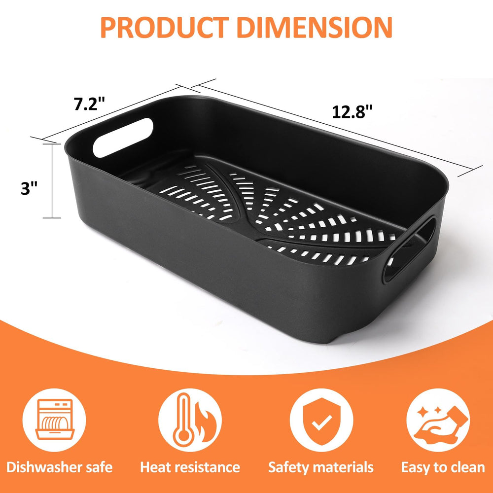 AJinTeby combo crisper basket dimensions graphic showing 12.8 by 7.2 by 3 inches for fit confirmation
