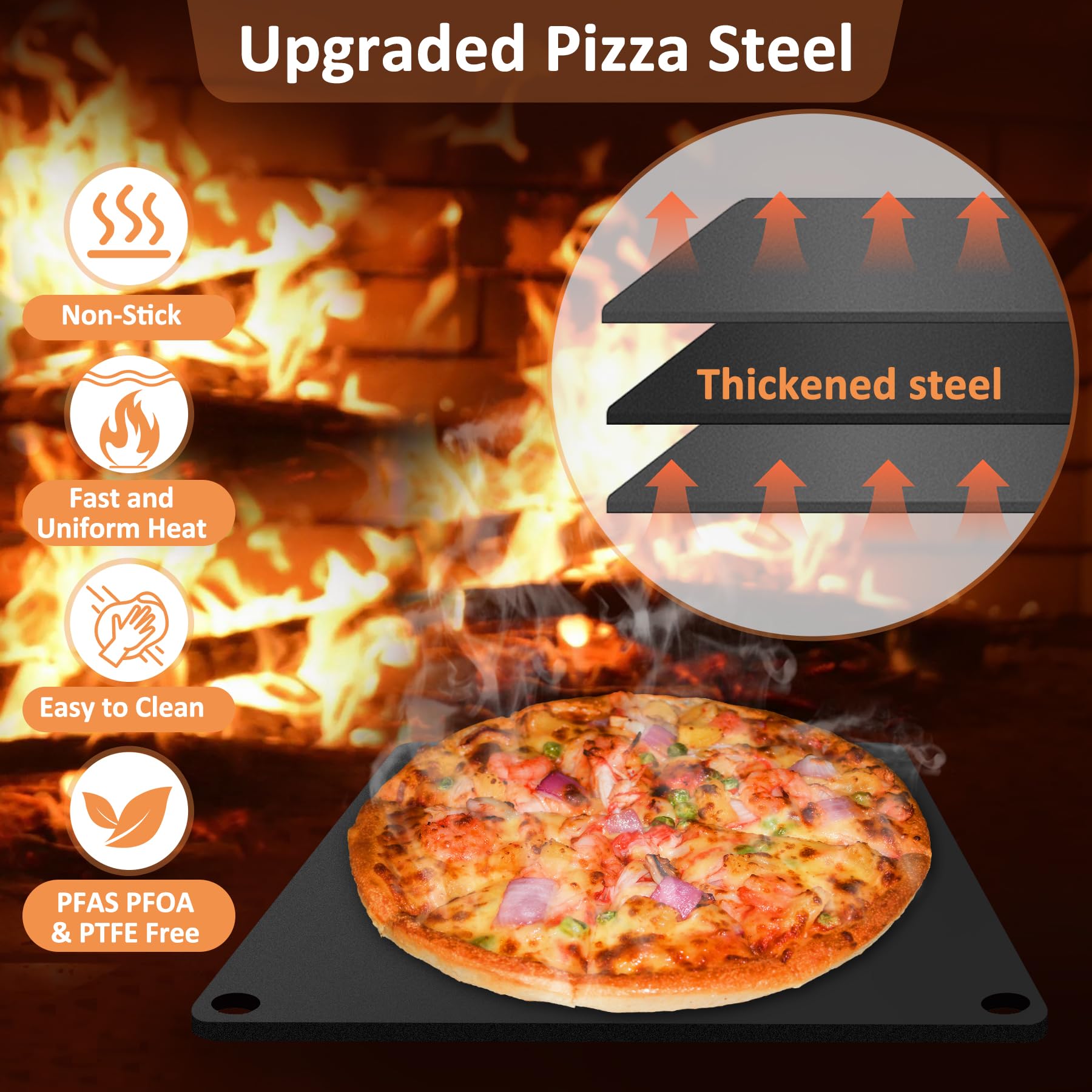 AJinTeby in oven baking pizza for faster crisp crust benefit