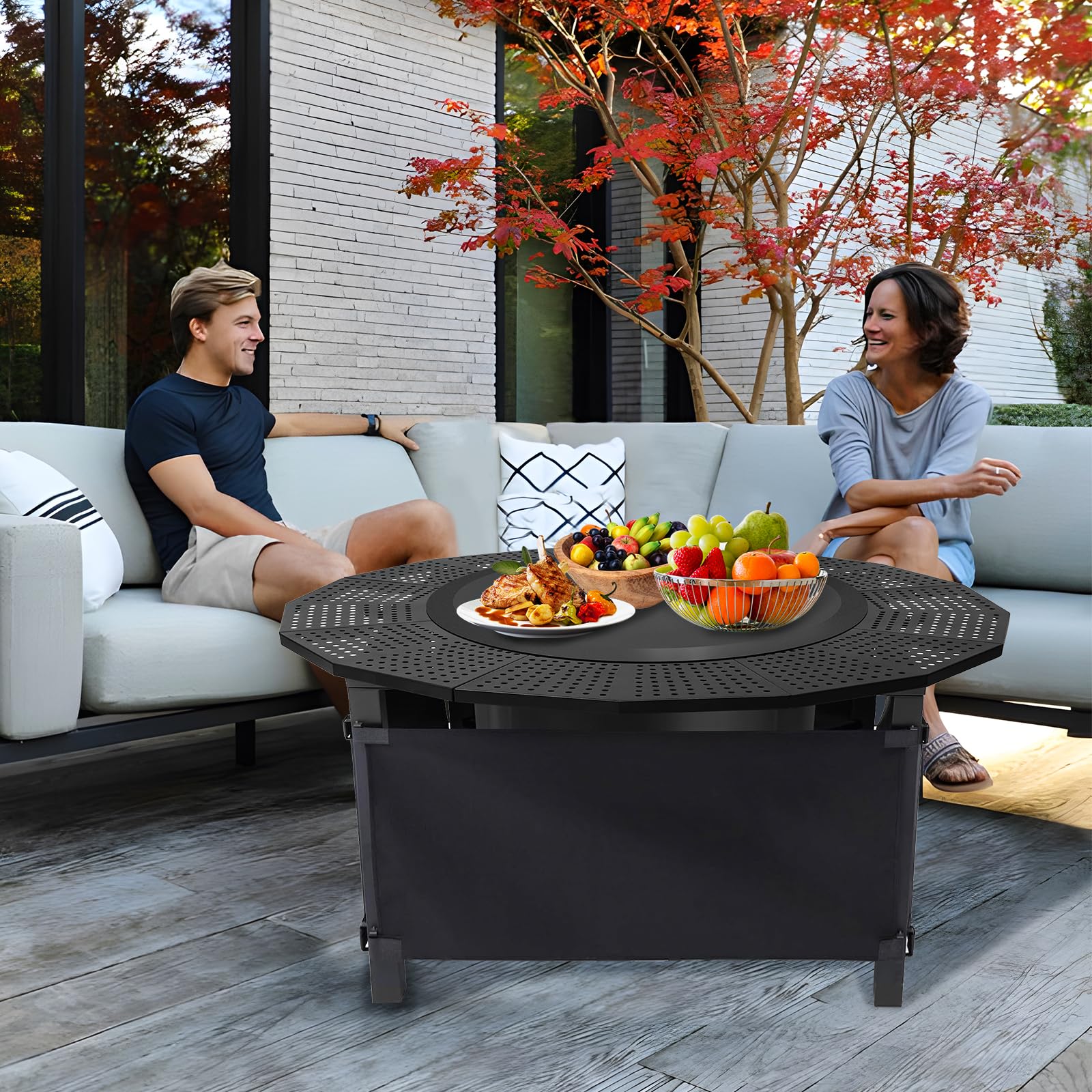 AJinTeby lid in backyard lifestyle setting creating functional entertaining surface