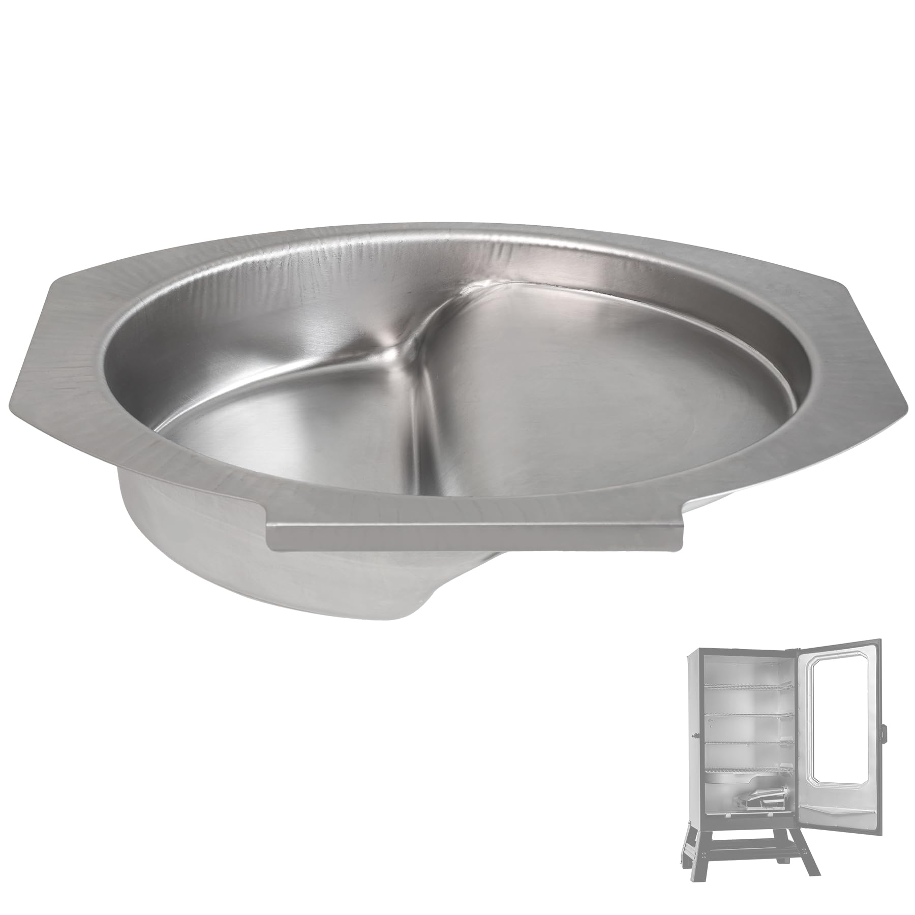 AJinTeby front view of water bowl showing fit and shape for Masterbuilt