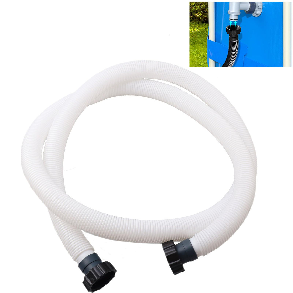 AJLICHIBAN FUN front view of 10ft pool hose showing full length and fit benefit
