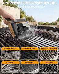 AJOGO rotating cleaning head in action reducing scrubbing effort on grill bars