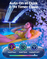 AJOGO dual fountain heads angled close-up, allows adjustable spray patterns