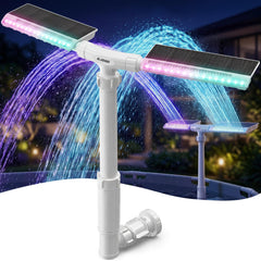 AJOGO floating fountain front view showing lights and shape, enhances pool ambiance