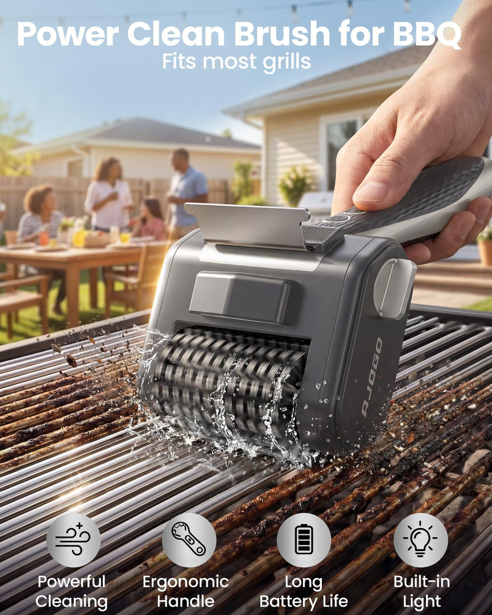 AJOGO LED illumination highlighting grill bars for clearer cleaning