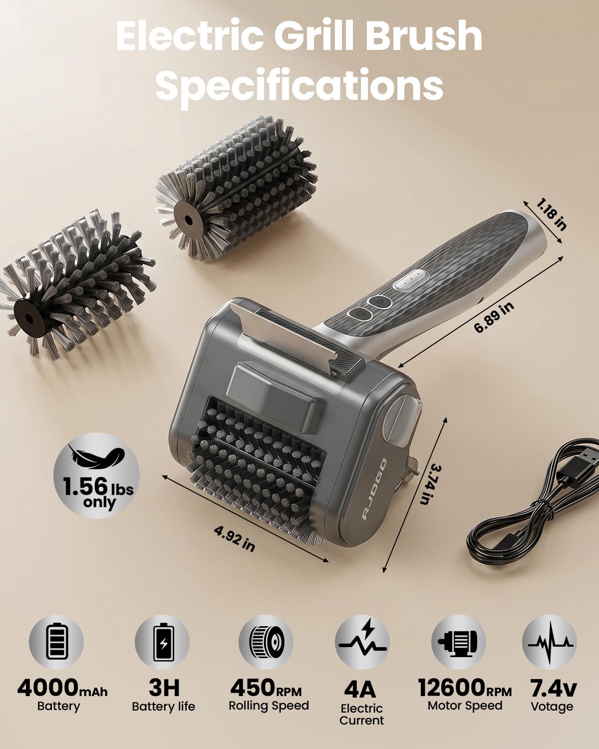AJOGO laid out with charger and heads for organized storage convenience