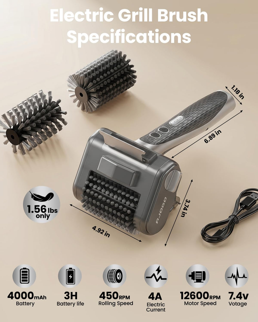 AJOGO laid out with charger and heads for organized storage convenience