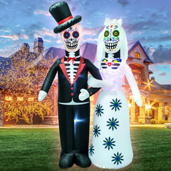 AJY front view of inflatable Day of the Dead couple, festive focal point