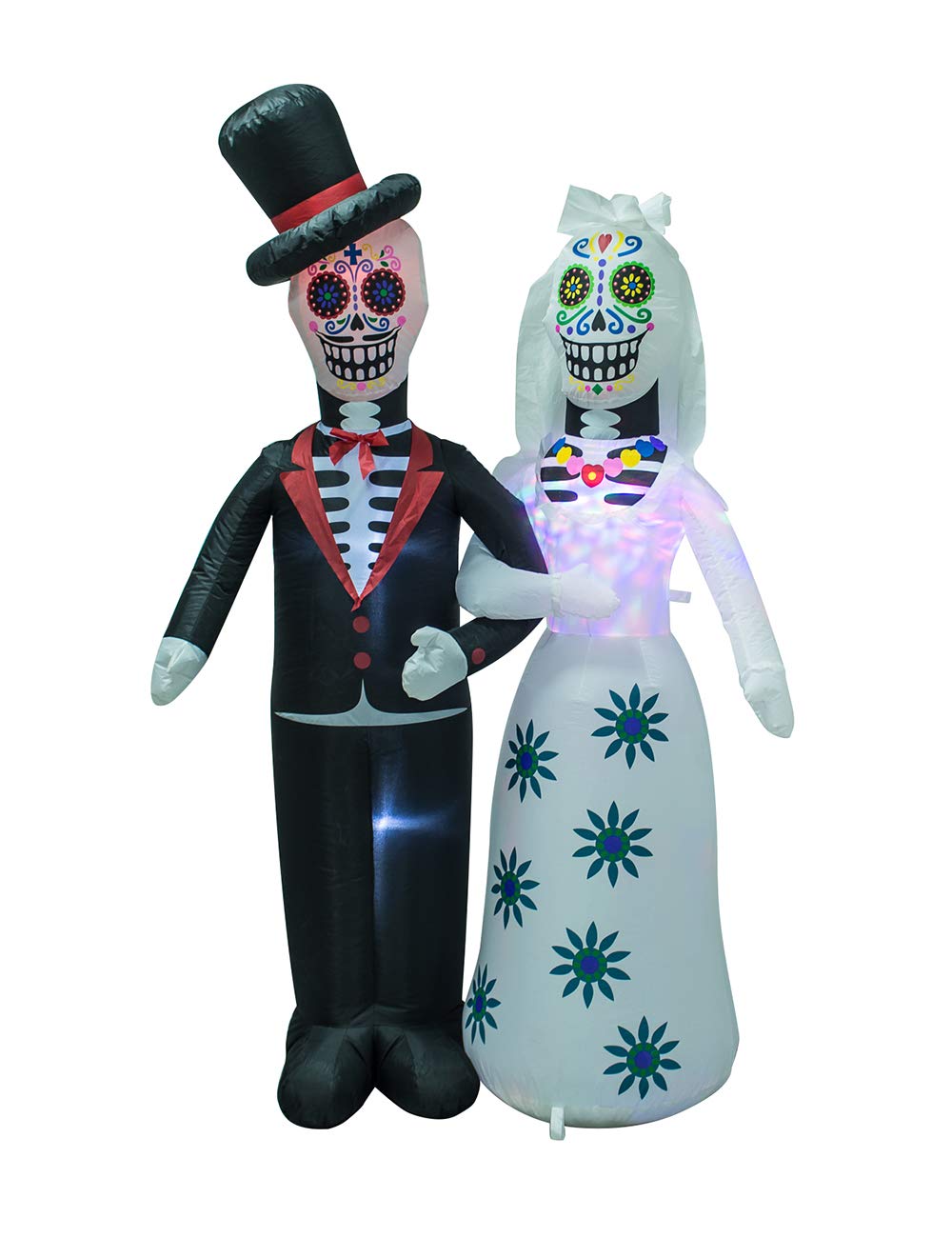 AJY inflatable couple displayed in a front yard, creates strong Halloween presence