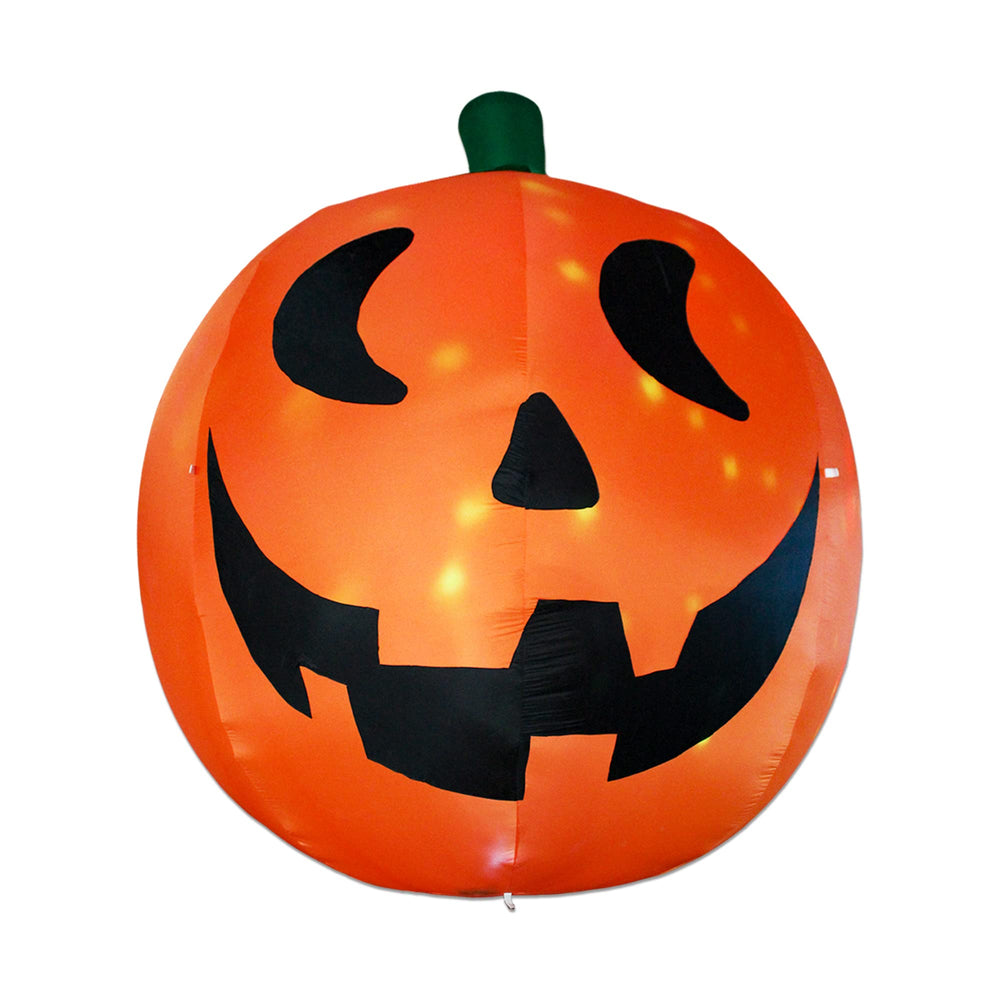 AJY giant pumpkin front view showing bold Halloween display and curb appeal