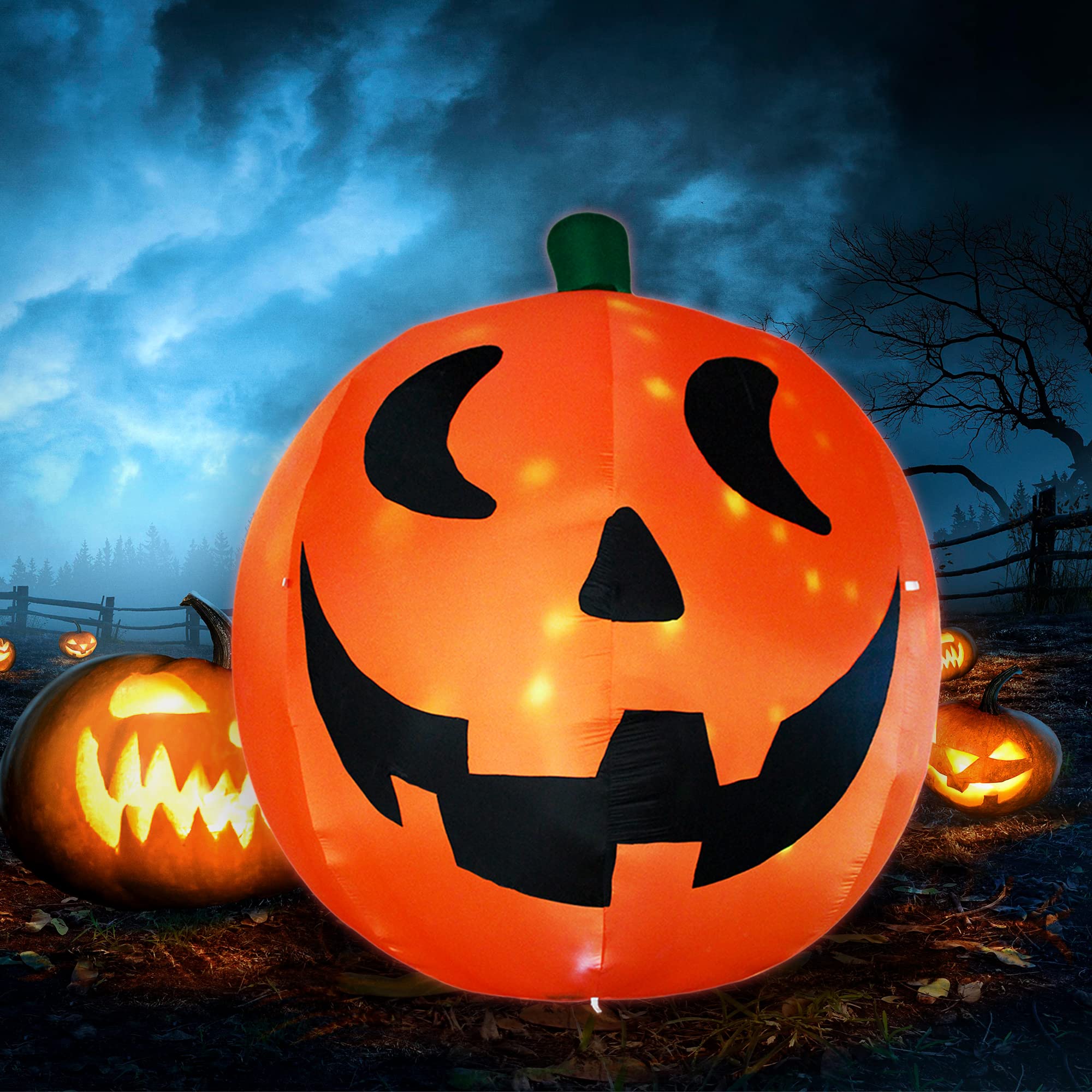 AJY pumpkin anchored with ropes and stakes providing stable outdoor performance