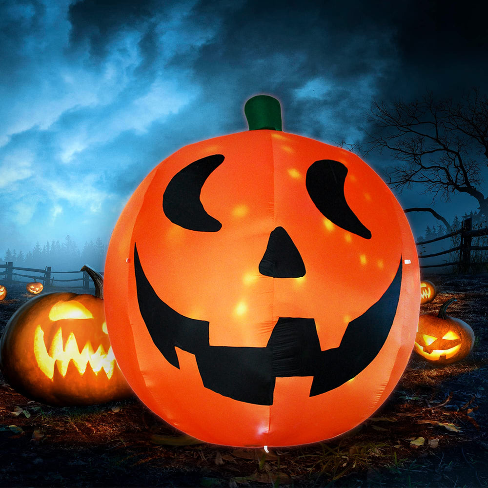 AJY pumpkin anchored with ropes and stakes providing stable outdoor performance