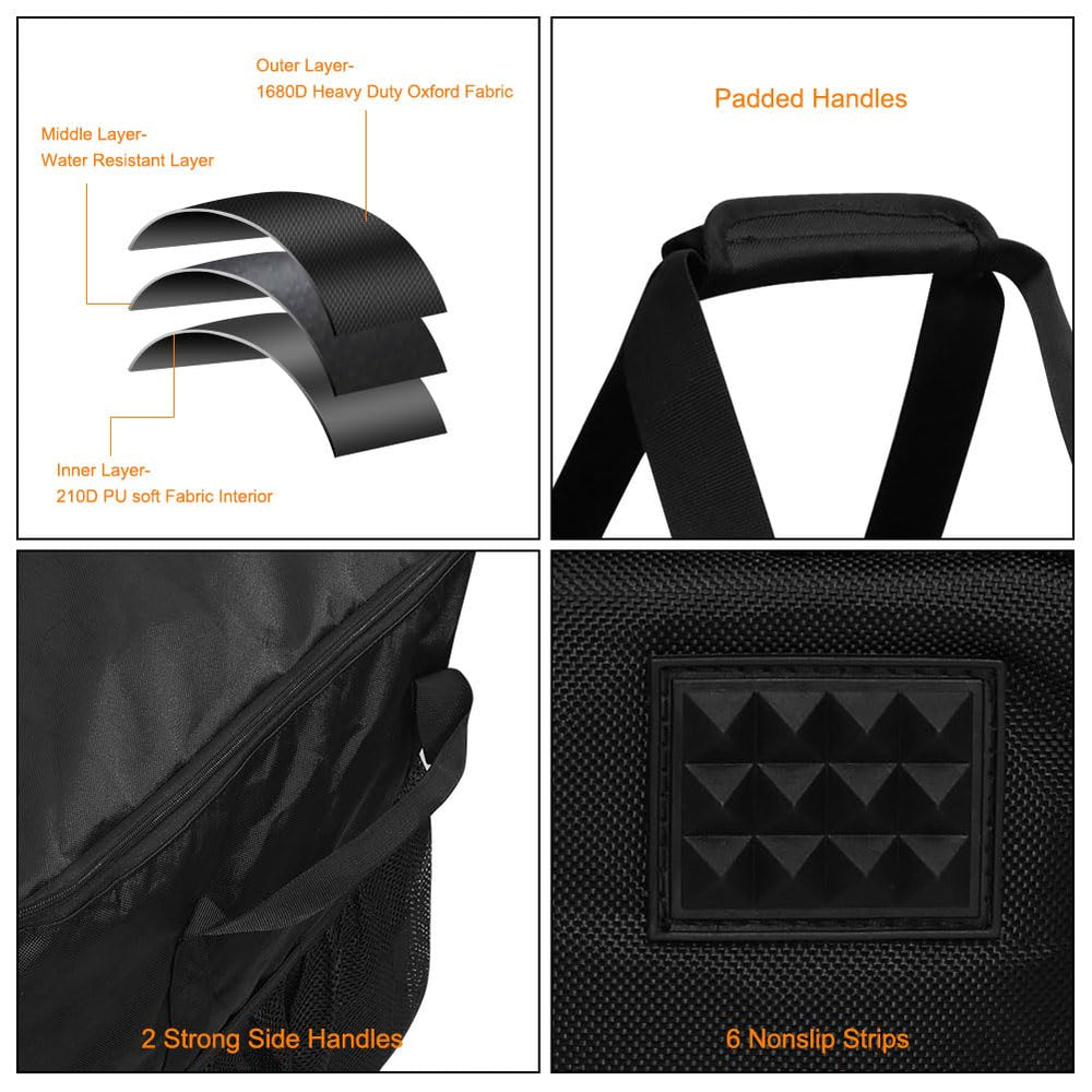 Ajyingasyo side pockets holding 1-pound propane canisters for safe accessory storage