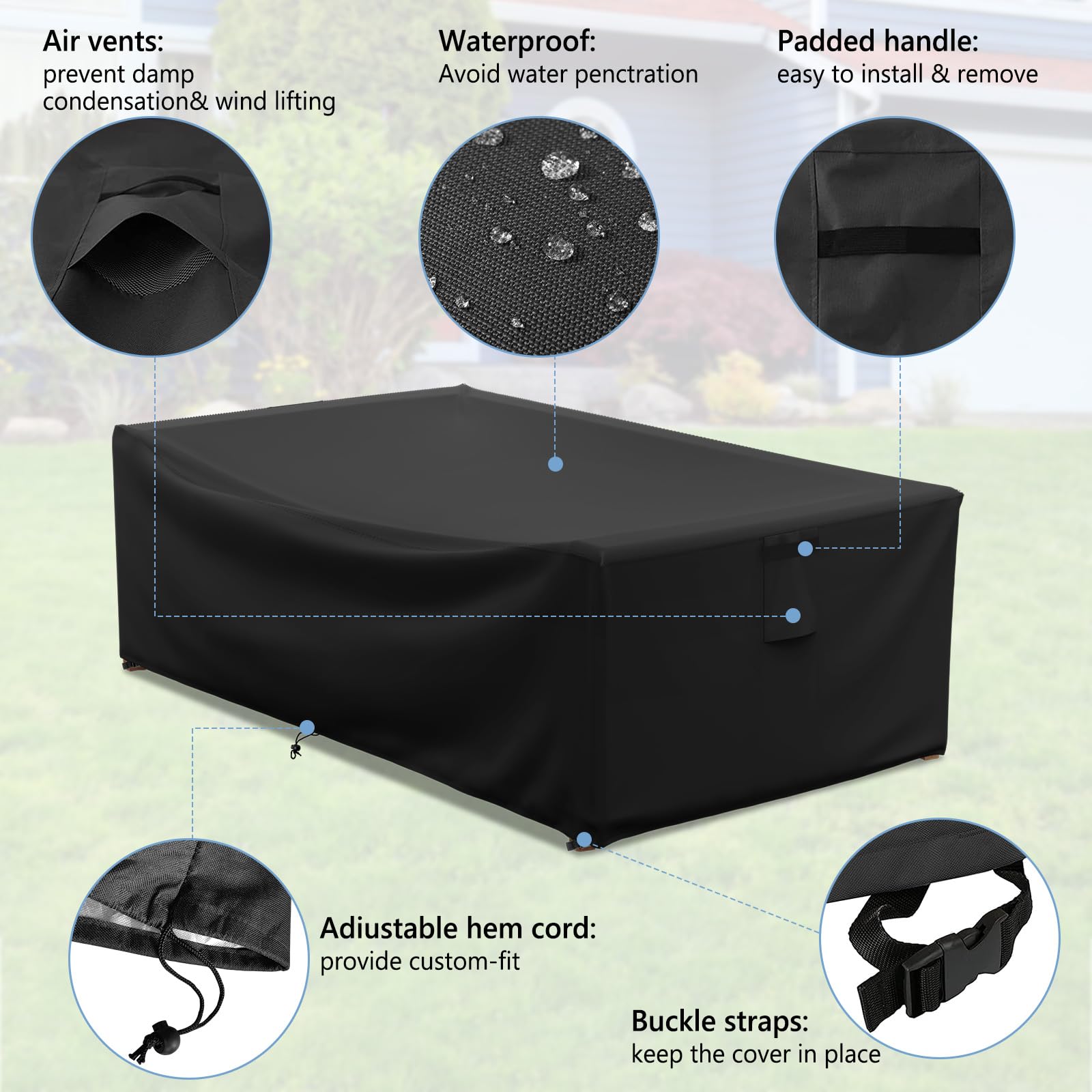 AKEfit drawstring and buckle fastening securing cover against windy conditions