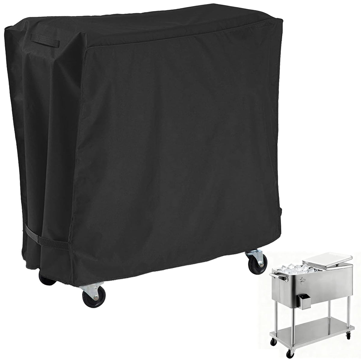 AKEfit front view of covered cooler cart showing full protection benefit