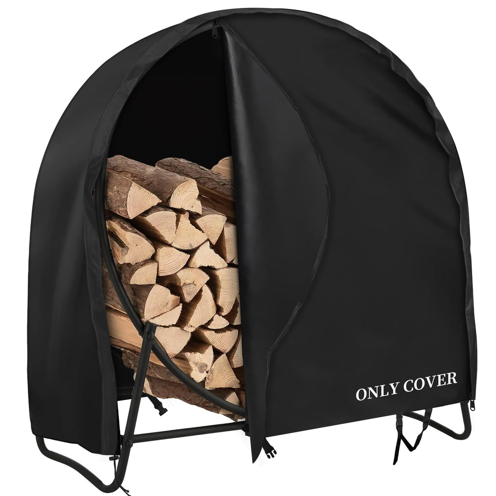 AKEfit front view of covered log hoop, protects wood from wet weather