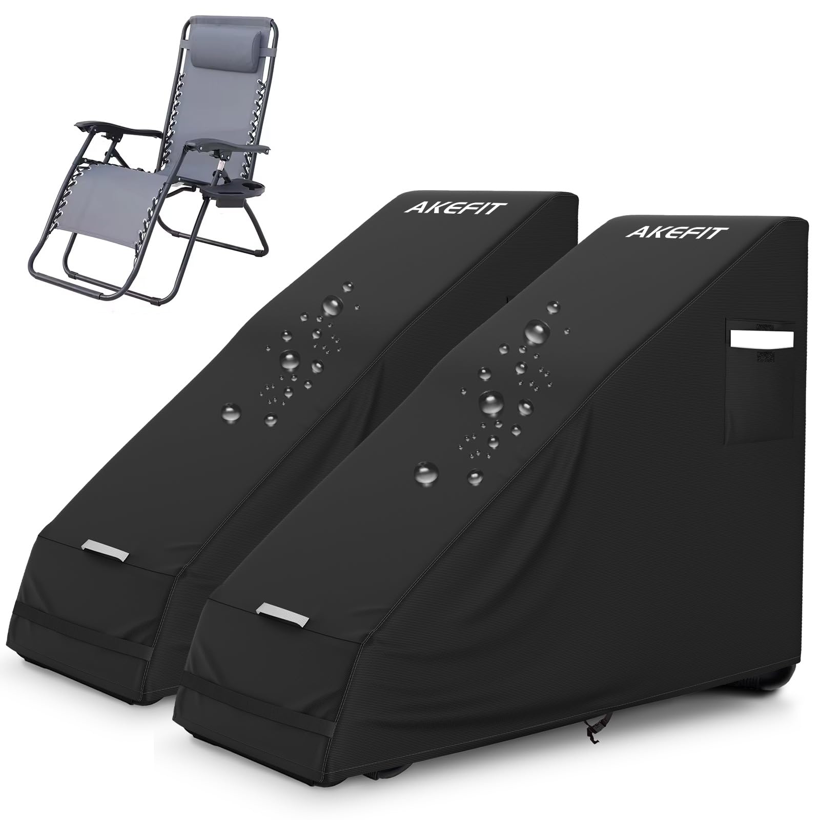 AKEfit front view of cover protecting folding recliner, weather-ready protection