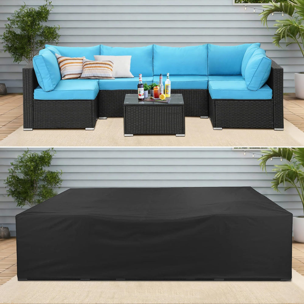 AKEfit cover in use during rain keeping outdoor furniture dry and protected