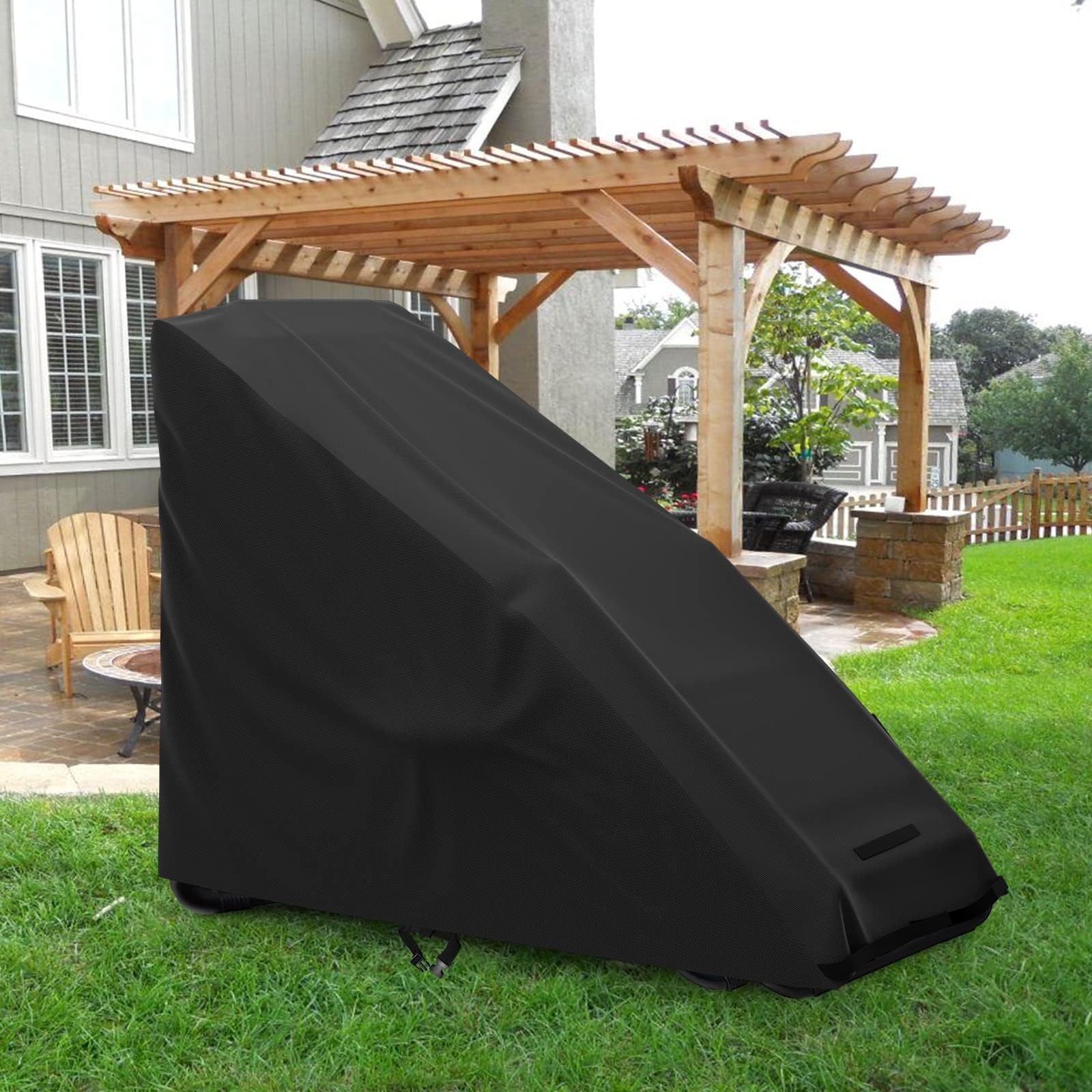 AKEfit covered chair in backyard lounge setting protecting furniture outdoors