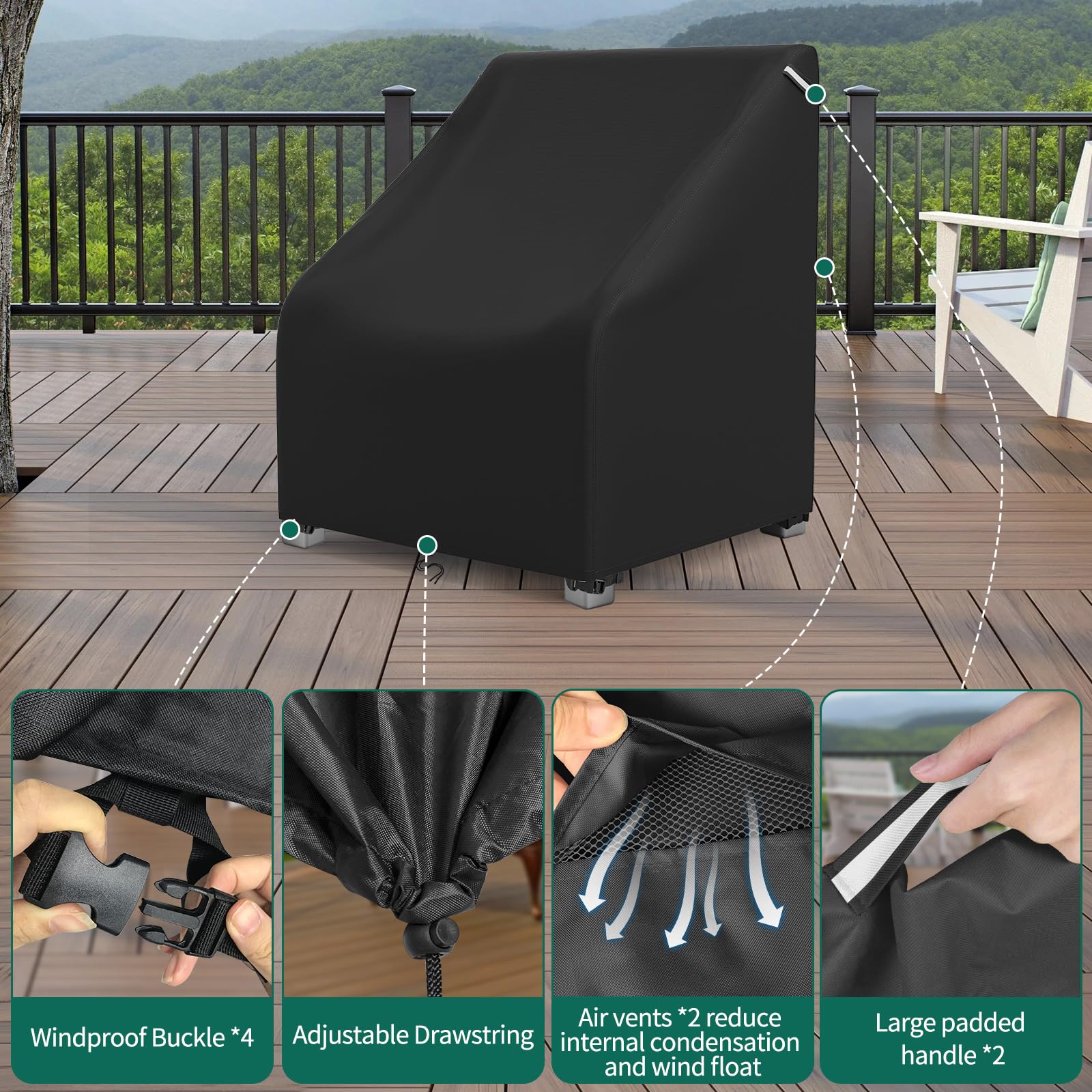 AKEfit lifestyle image of patio set with covers, keeps furniture clean and ready