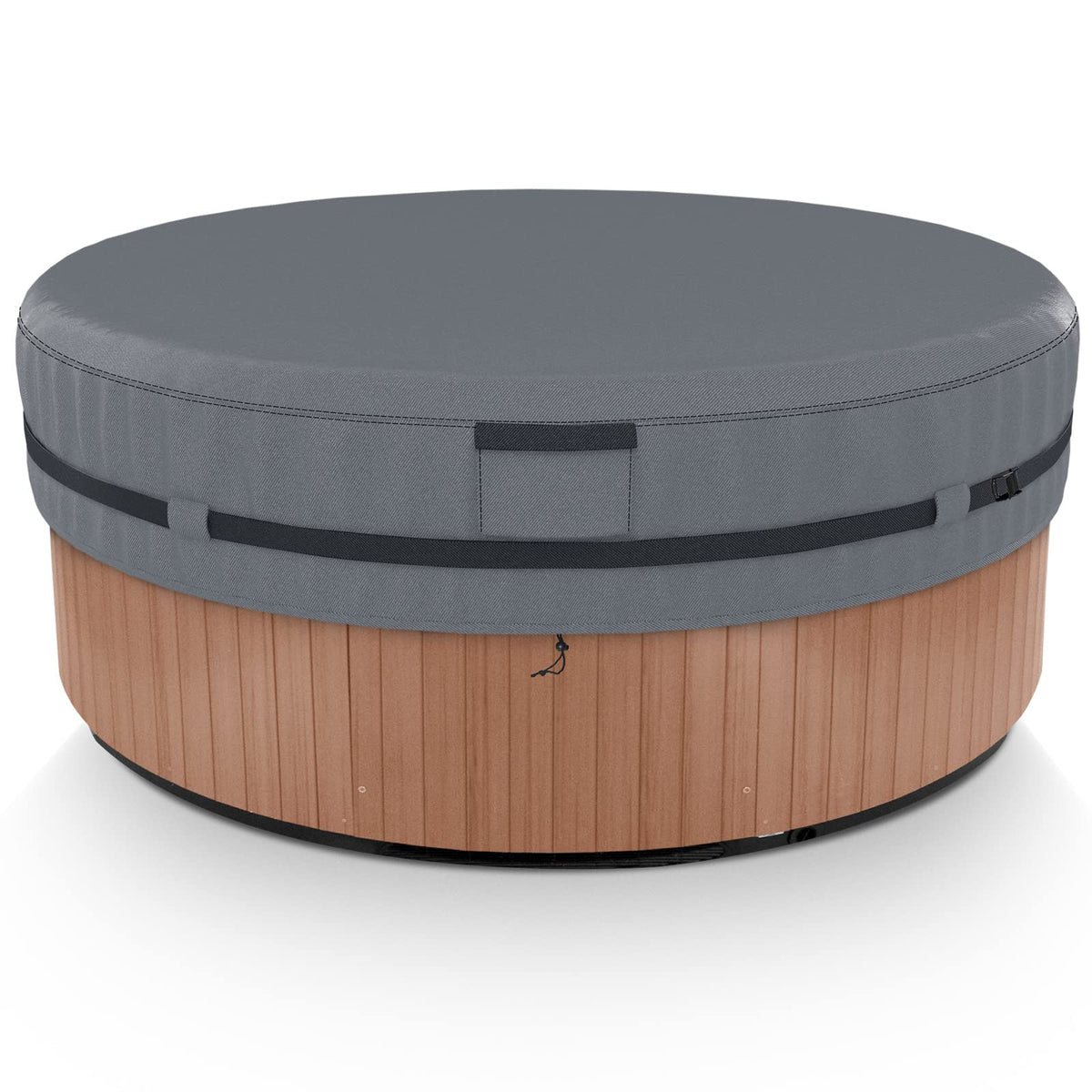 AKEfit cover front view protecting tub from debris and weather