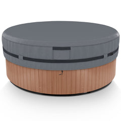 AKEfit cover front view protecting tub from debris and weather