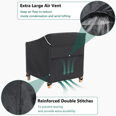 AKEfit side profile of Adirondack chair covered, illustrating secure tailored fit