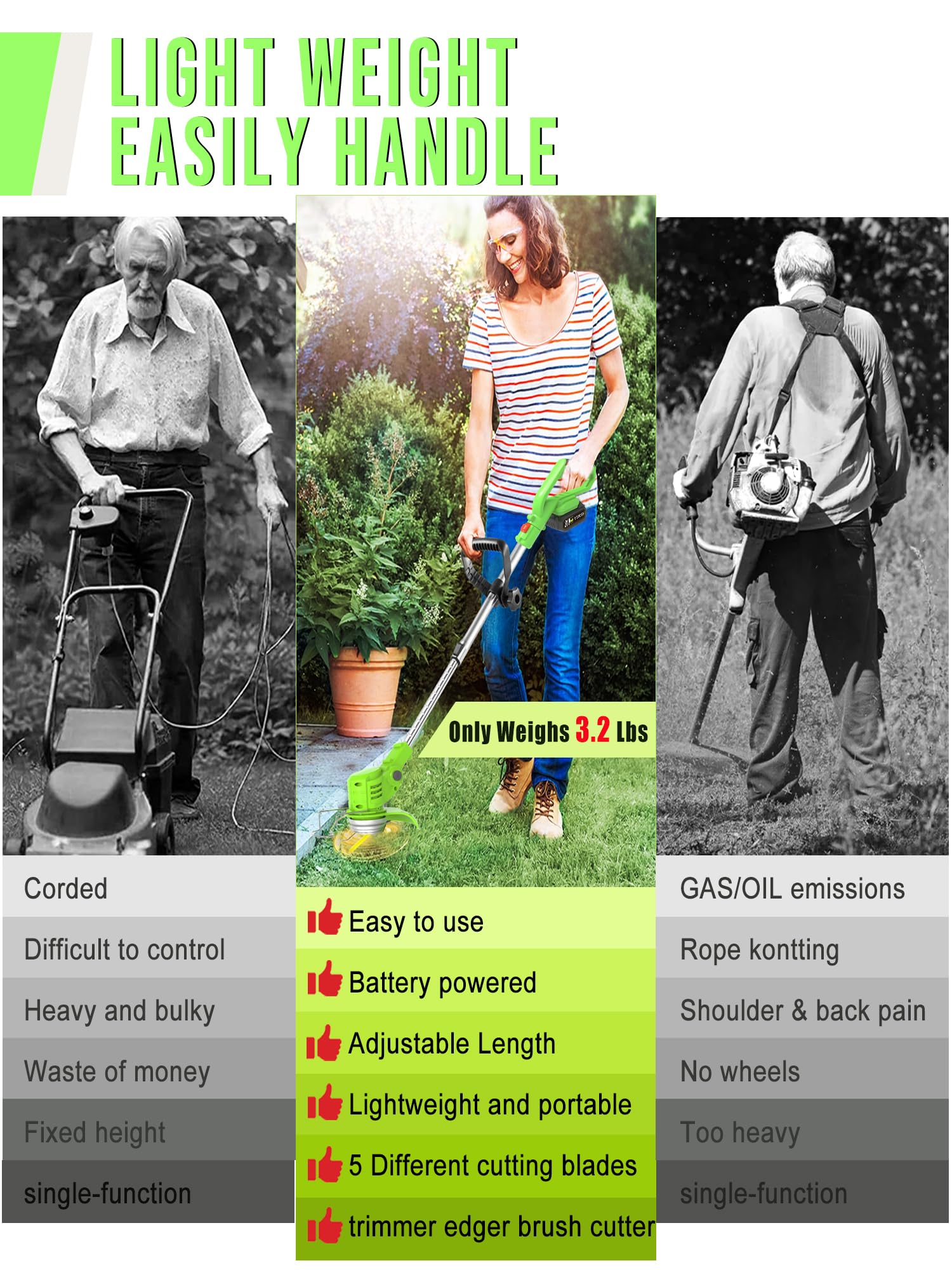 Akenuoke next to a person for size comparison showing lightweight ergonomic benefit